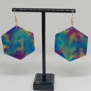 Hand Crafted Multicolor Hexagon Earrings
